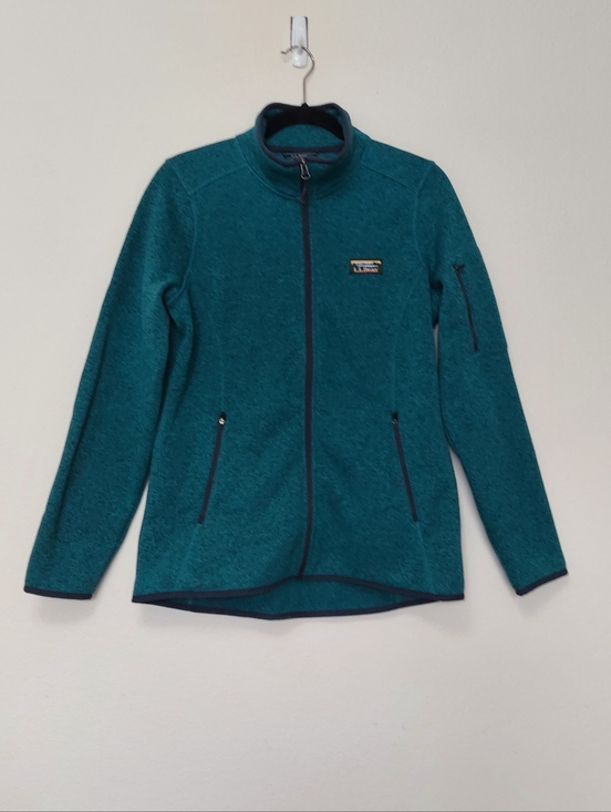 L.L. Bean Tops - LL Bean Woman's Teal Heathered Green Full-Zip Fleece Jacket Size Medium
